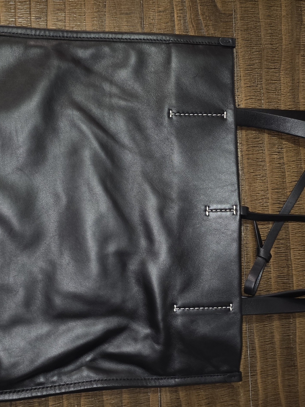 Proenza Schouler White LabelBlack Leather Tote Bag with Contrast Stitching.